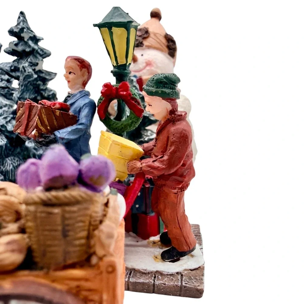 Unbranded Christmas Village‎ Figurine Set 12-Piece Winter Scene Trees Excellent